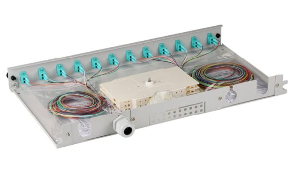 Cassetto Ottico 19'' Assemblato con 12 Bussole e 24 Pigtails LC Duplex Multimodale OM3 - immagine 3