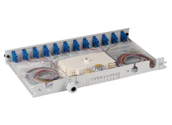 Cassetto Ottico 19'' Assemblato con 12 Bussole e 24 Pigtails SC Duplex Monomodale OS2 - immagine 3