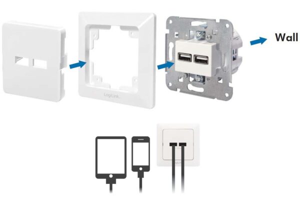 Presa a Muro 2 porte USB Bianco - immagine 2