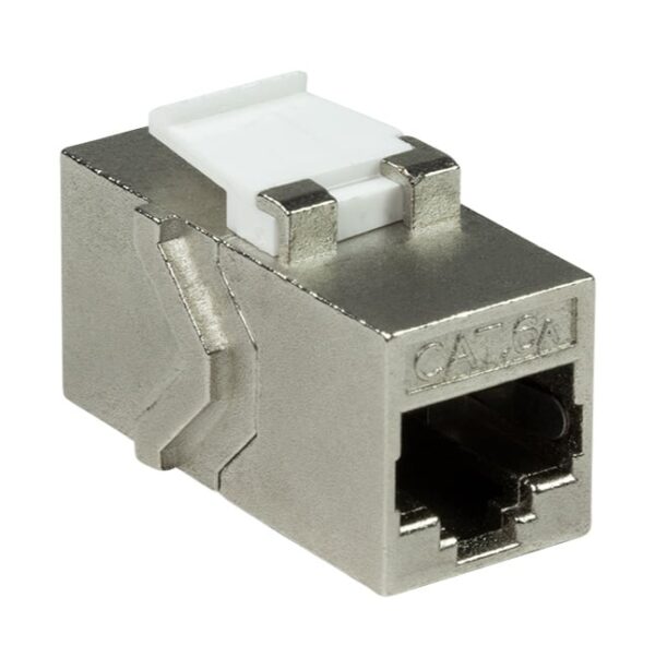 Accoppiatore Cat.6A Keystone 2xRJ45 STP Larghezza solo 14,6 mm Silver - immagine 2