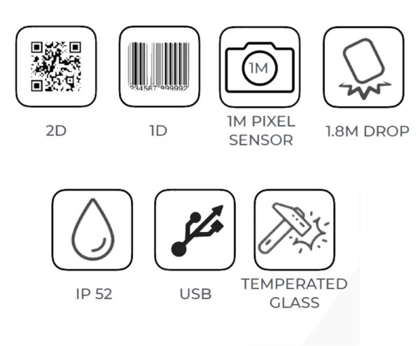 Lettore Barcode Professionale 1D e 2D 1M Pixel CMOS Elite con supporto - immagine 3