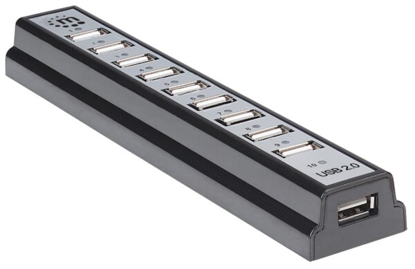 Hub USB 2.0 Hi-Speed 10 Porte da Tavolo con Alimentatore - immagine 3