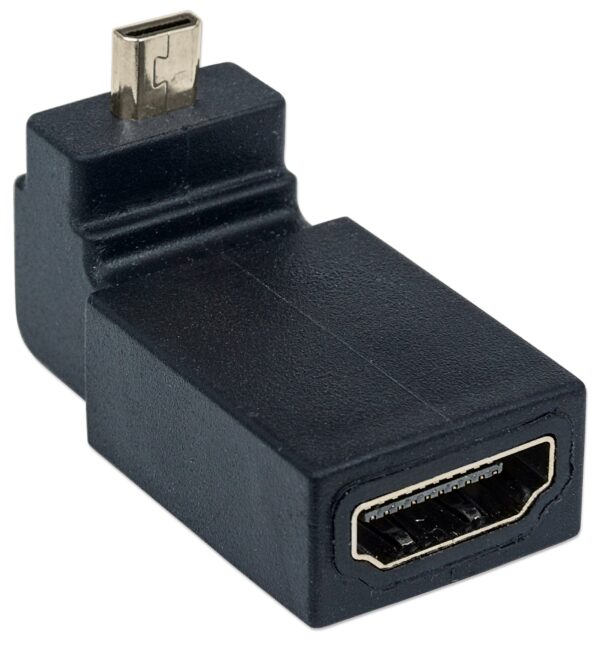 Adattatore HDMI A Femmina / Micro D Maschio Angolato Nero - immagine 3