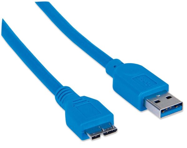 Cavo USB 3.0 SuperSpeed A/Micro B M/M 1 m Blu in Blister - immagine 3