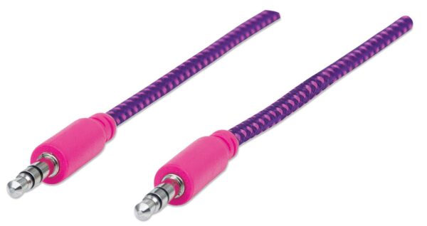 Cavo Audio con Guaina Intrecciata 1m Viola/Fucsia con Blister - immagine 3