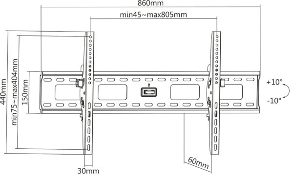 Supporto universale inclinabile da parete per TV Flat-Panel 37-90'' - immagine 3