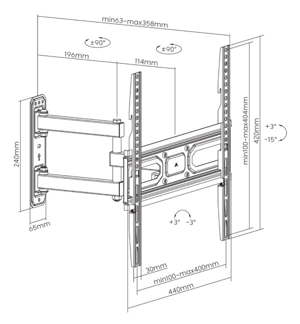 Staffa a Muro per TV LED LCD 32-55'' Full Motion - immagine 3