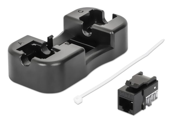 Frutto Keystone Slim Cat.6 per Cavo Rigido con Supporto Punch-Down 25 pz Nero - immagine 2