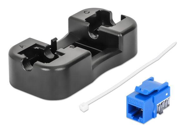Frutto Keystone Slim Cat.6 per Cavo Rigido con Supporto Punch-Down 25 pz Blu - immagine 2