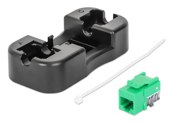 Frutto Keystone Slim Cat.6 per Cavo Rigido con Supporto Punch-Down 25 pz Verde - immagine 2