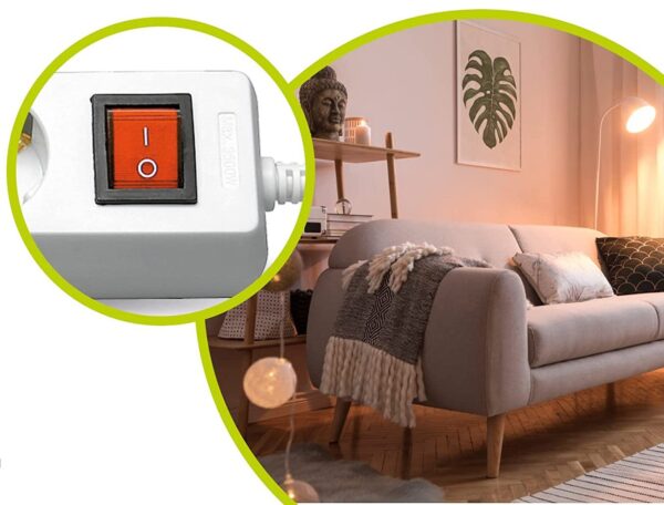 Multipresa 3 Posti Schuko con Interruttore e Cavo 1,5m - immagine 3