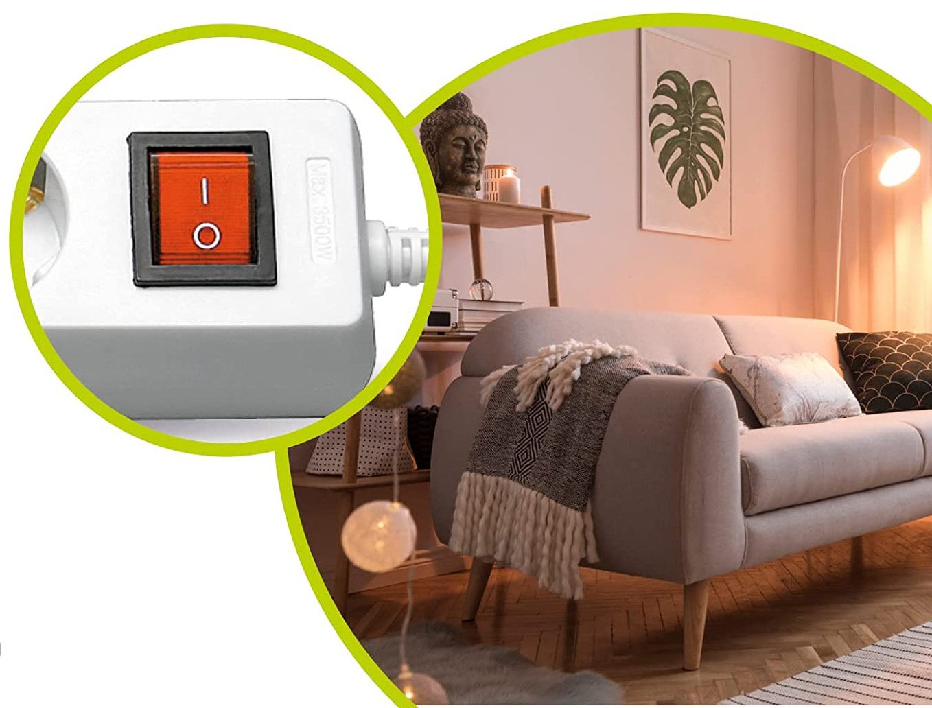 Multipresa 3 Posti Schuko con Interruttore e Cavo 1,5m - immagine 3