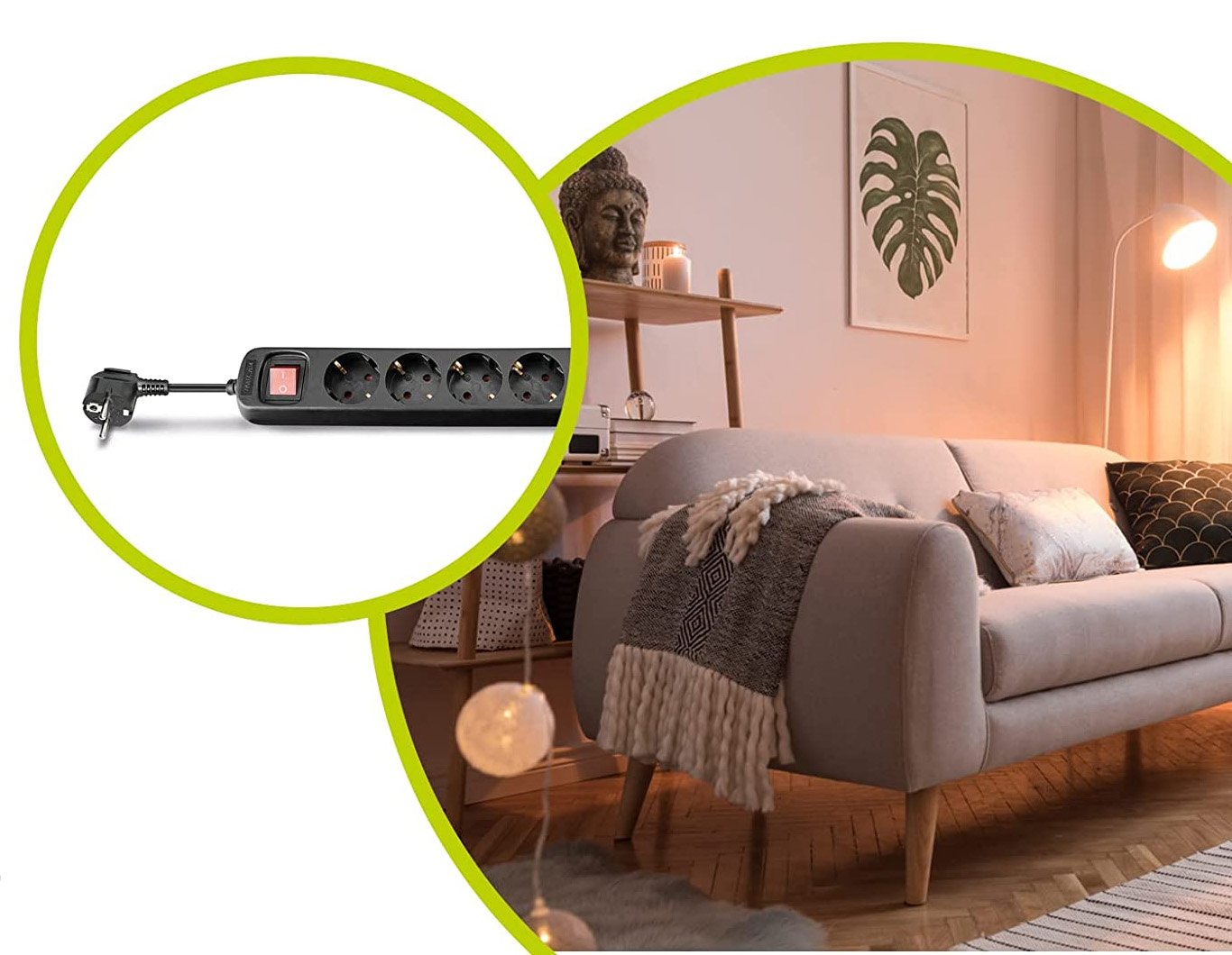 Presa Multipla a 6 Posti Schuko con Cavo 1,5m Nero - immagine 2