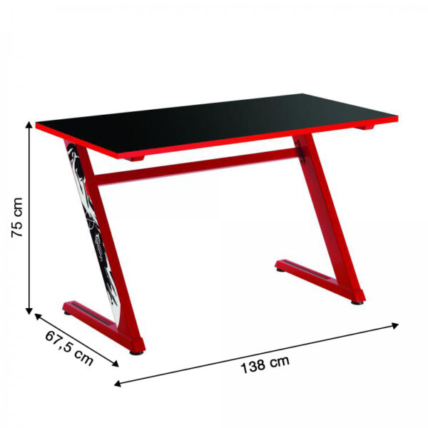 Scrivania Gaming per PC Design Ergonomico Rosso - immagine 3