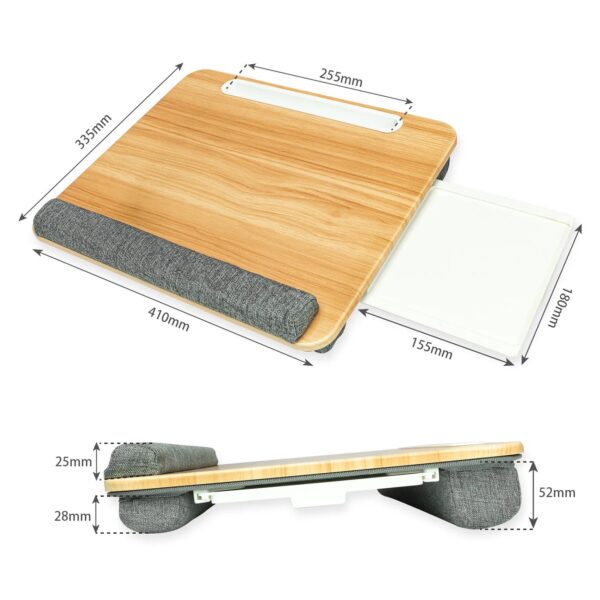 Scrivania Portatile per Laptop Supporto Bambù con Base Imbottita e Stand per Tablet - immagine 3