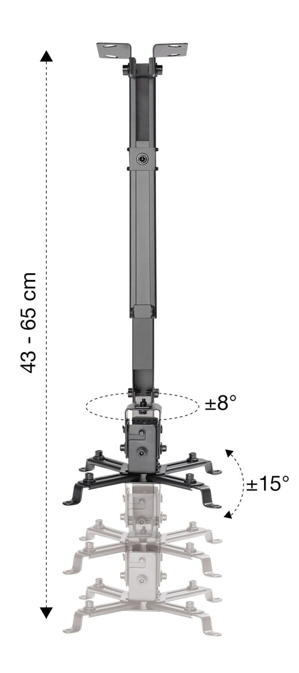 Staffa Universale a Parete-Soffitto per Proiettori Estensione 43-65 cm - immagine 3