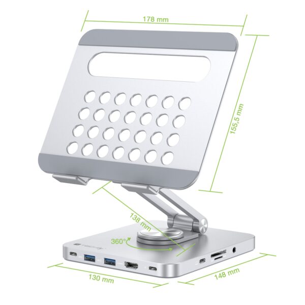 Supporto per Tablet Hub Docking Station USB-C™ 8 in 1 - immagine 3