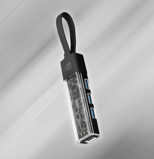 Hub Combo USB 3.0 USB-C™ e USB-A 4 Porte Nero Trasparente - immagine 4