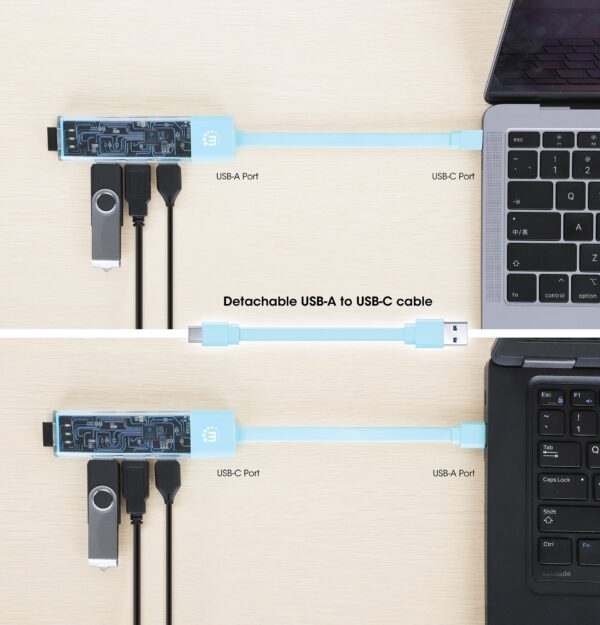 Hub Combo USB 3.0 USB-C™ e USB-A 4 Porte Verde Trasparente - immagine 4