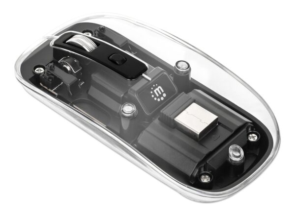 Mouse Ottico Wireless 800-1600 dpi con Micro Ricevitore USB Nero Trasparente - immagine 5