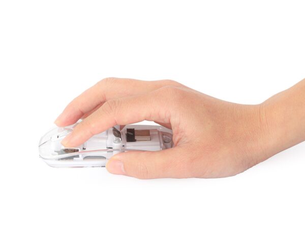 Mouse Ottico Wireless 800-1600 dpi con Micro Ricevitore USB Bianco Trasparente - immagine 5