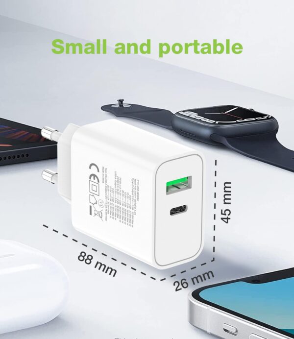 Caricatore Alimentatore USB-C™ 30W e USB-A QC3.0 da Muro - immagine 3