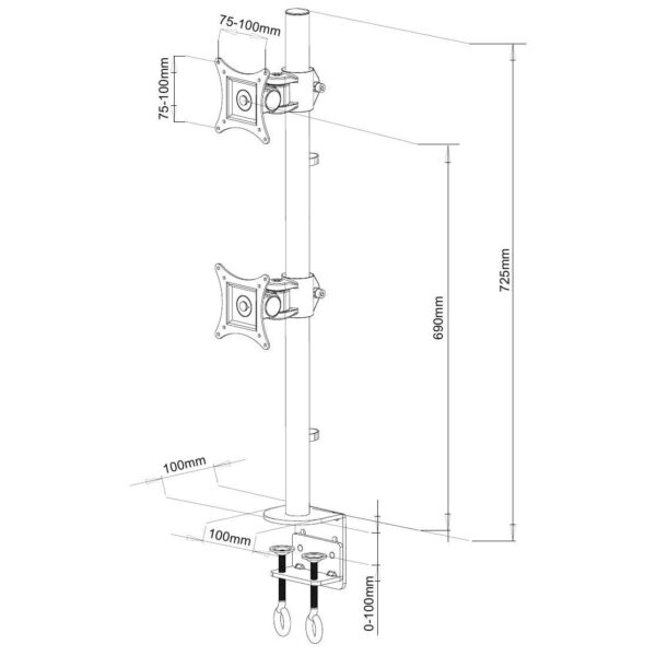 Supporto da Scrivania per 2 Monitor 13-27'' con Morsetto - immagine 4