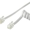 Cavo telefonico spiralato 4 mt RJ10 4P4C Bianco