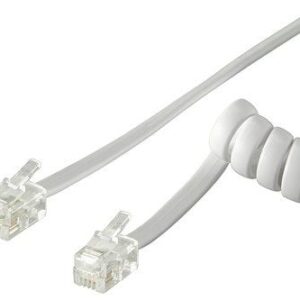 Cavo telefonico spiralato 4 mt RJ10 4P4C Bianco