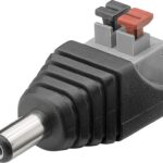 Adattatore Plug DC 2.1x5.5mm Maschio Terminal Block 2 pin con Pulsante