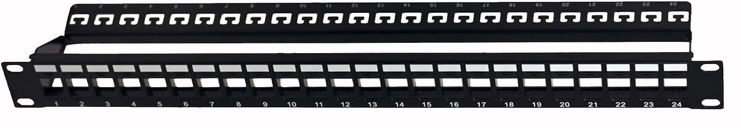 Pannello Patch Modulare Senza Frutti 24 Posti 1U Nero
