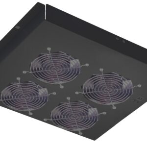 Gruppo di 4 Ventole a Soffitto Senza Termostato per Rack 19'' Nero