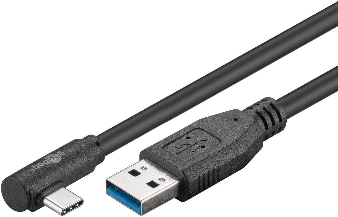 Cavo USB3.0 USB-C™ M 90° a USB tipo A M 1,5m Nero