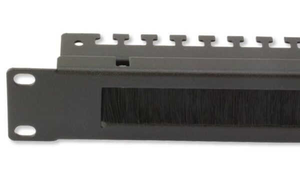 Pannello Passacavi 1U con Coda Fissacavi e Spazzola Antipolvere Nero - immagine 4