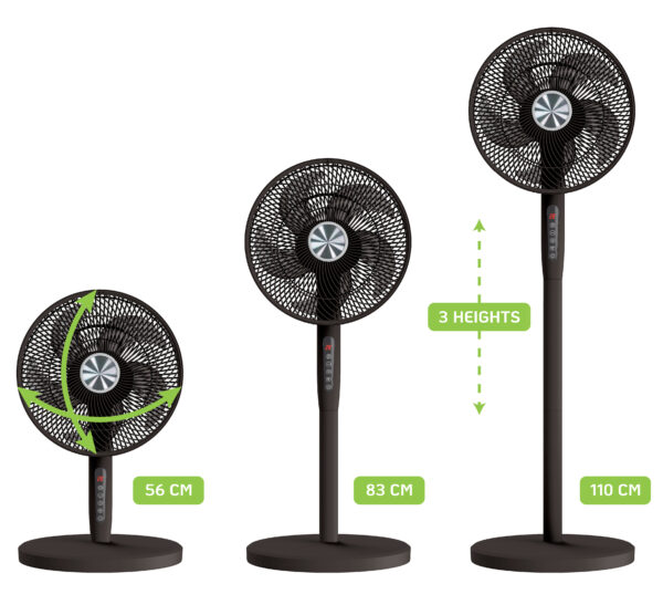Ventilatore 12'' 2 in 1 con Piantana a 3 Altezze 12 Velocità con Telecomando Oscillazione a 720° e Timer - immagine 3