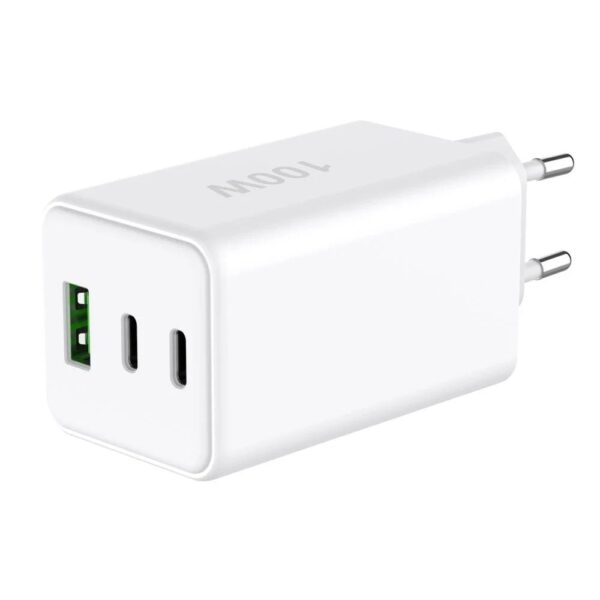 Caricatore Alimentatore GaN 100W 2x USB-C™ 1x USB-A Power Delivery Fast Charger Bianco - immagine 4