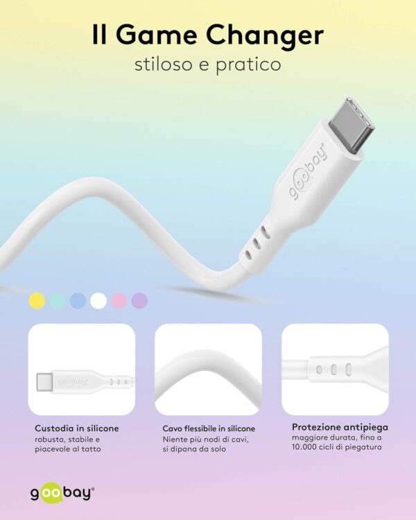 Cavo USB-C™ Maschio/Maschio USB 2.0 in Silicone 1,5 metri Azzurro - immagine 6