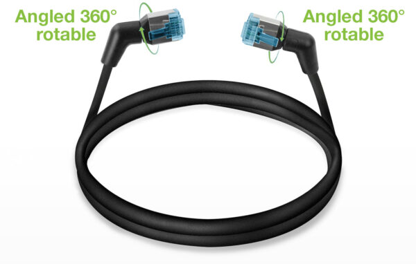 Cavo di rete Patch Slim Angolato 90° Rame TPE Cat. 6A Nero UTP 0,5 m - immagine 4