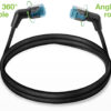 Cavo di rete Patch Slim Angolato 90° Rame TPE Cat. 6A Nero UTP 3 m - immagine 4