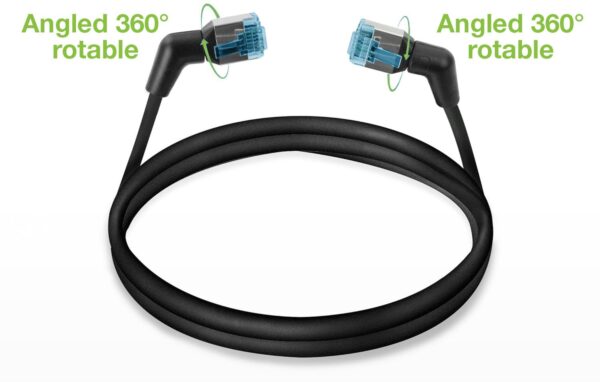 Cavo di rete Patch Slim Angolato 90° Rame TPE Cat. 6A Nero U/FTP 5 m - immagine 4