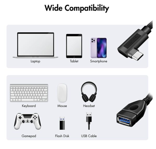Cavo USB 3.2 Gen2 OTG USB-C™ Maschio Angolato a USB-A Femmina 0,2 m - immagine 4