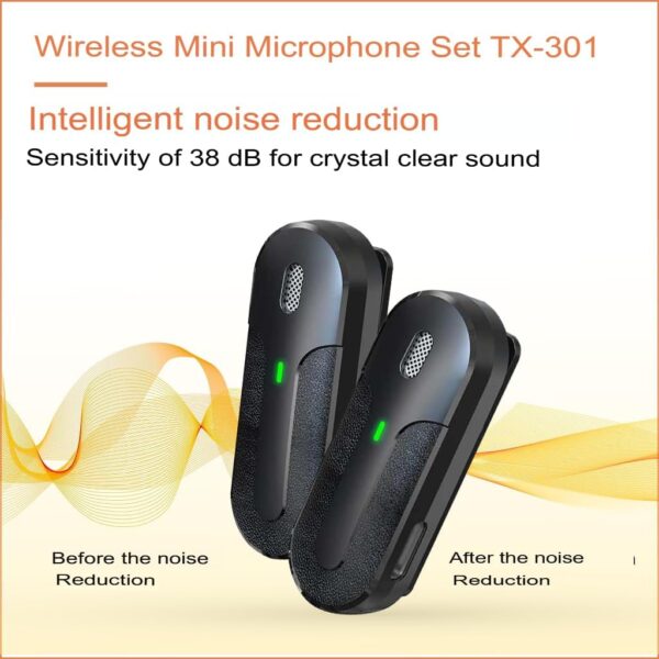 Set 2 Mini Microfoni Lavalier Wireless con Ricevitore USB-C™ e Custodia di Ricarica, TX301 - immagine 4
