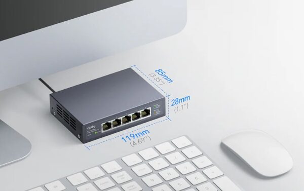 Switch con 5 Porte 2.5G Ethernet Custodia in Metallo, HS105 - immagine 4