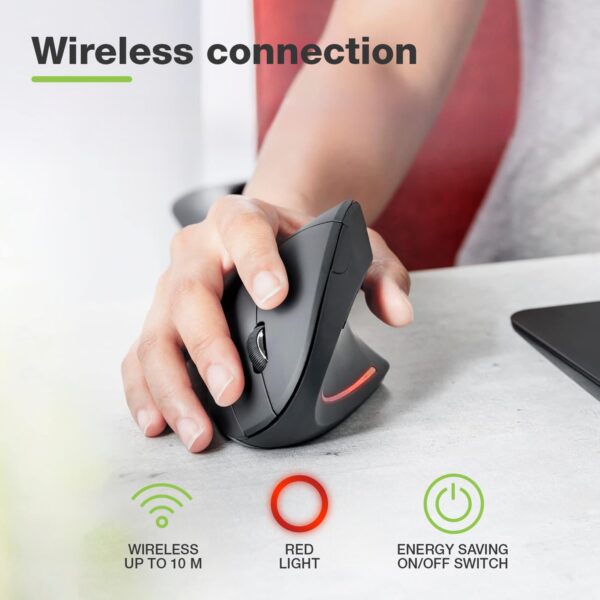 Mouse Verticale Ottico 1600dpi Ergonomico Wireless - immagine 4