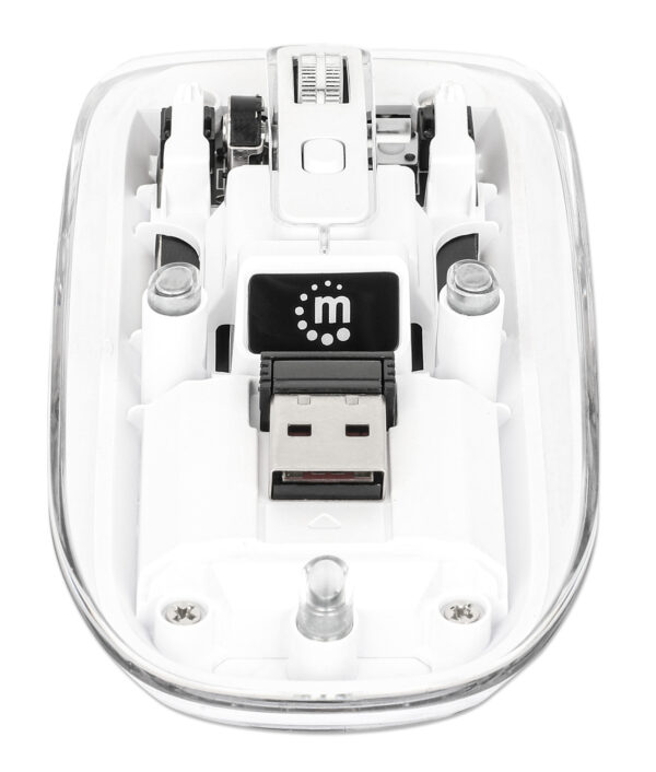Mouse Ottico Wireless 800-1600 dpi con Micro Ricevitore USB Bianco Trasparente - immagine 6