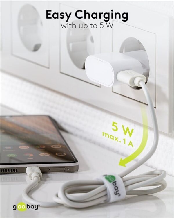 Caricatore USB 1A 5W Compatto Spina Europea Bianco - immagine 4
