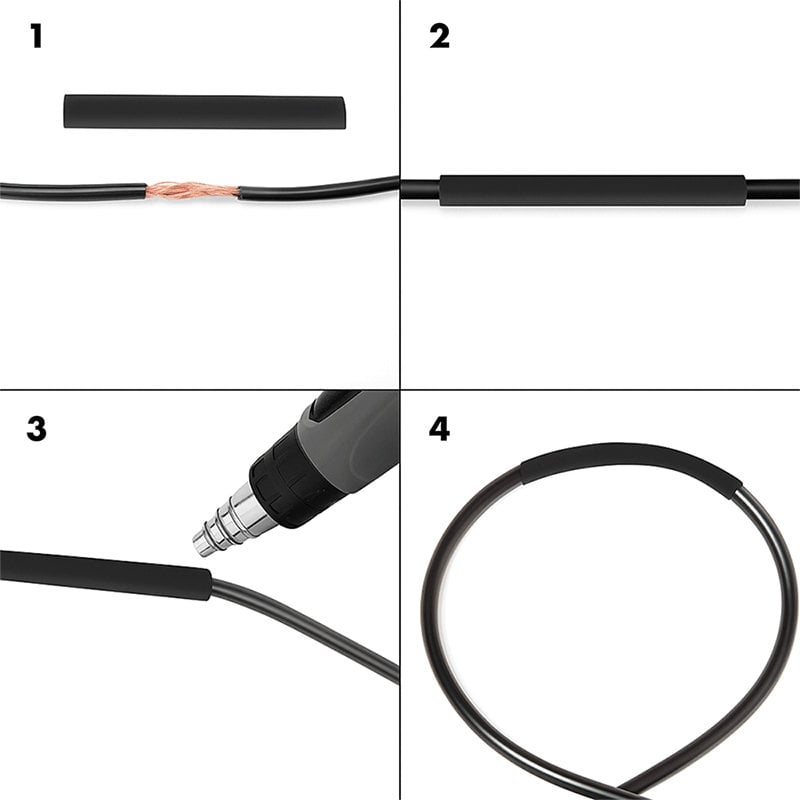Set 300 Tubi Neri Guaina Termorestringente per Isolamento Cavi - immagine 4