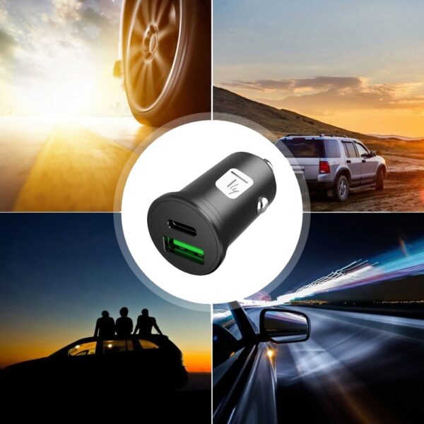 Mini Caricatore da Auto USB-A e USB-C™ 5V/4A Nero - immagine 4