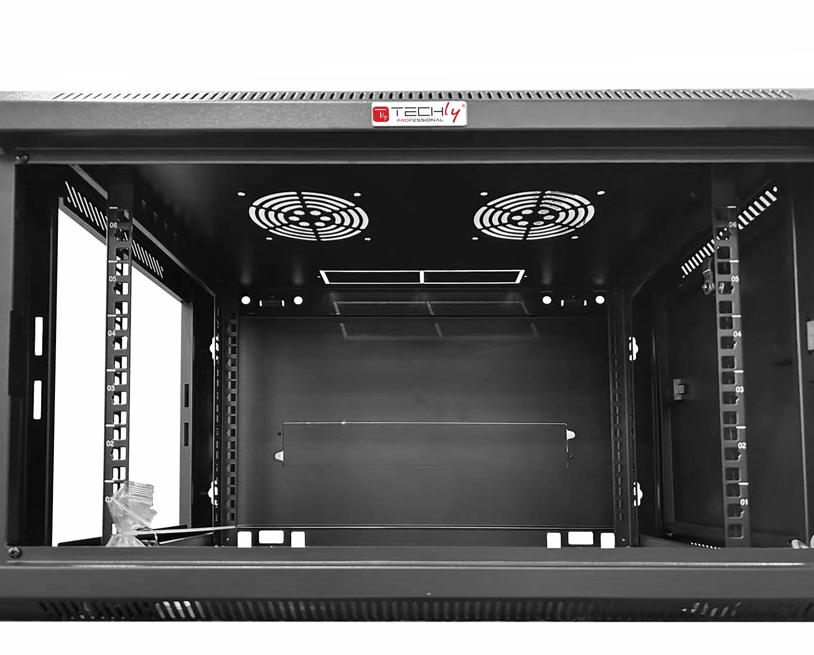 Armadio Rack 19'' a muro 9 unità sezione unica prof. 450mm Nero - immagine 3