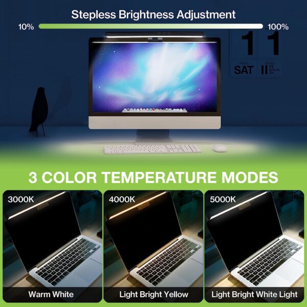 Barra Luminosa per Monitor 66 LED Luce di Lettura USB-C™ con Regolazione Temperatura Colore e Dimmer - immagine 4